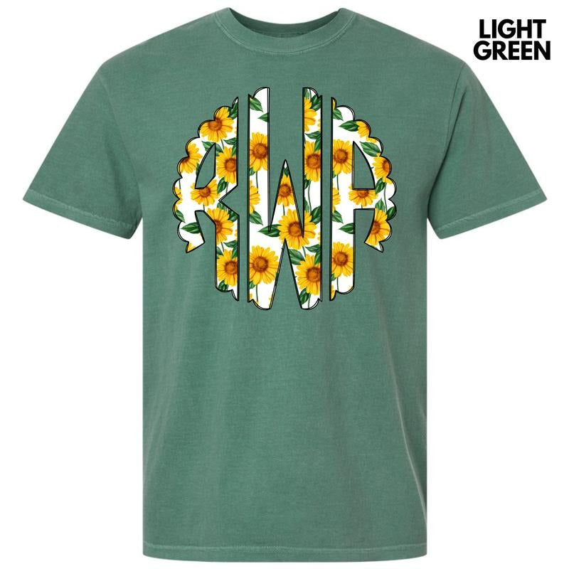 Sunflower Monogram Comfort Colors T-Shirt 'NLB' Hoodie, Sweatshirt | CiraTrend.com