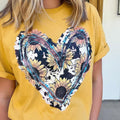 Sunflower and Turquoise Heart Graphic Tee Hoodie, Sweatshirt | CiraTrend.com