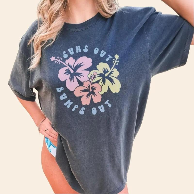 Suns Out Bumps Out Maternity Shirt, Summer Pregnancy Announcement Tee, Beach Gender Reveal Vacation Shirt for Moms Unisex...