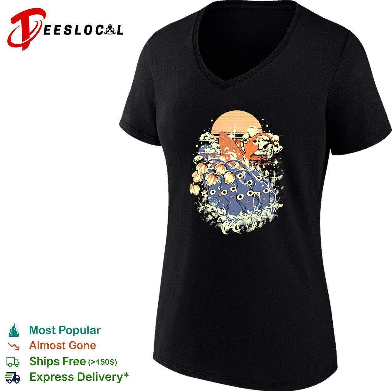 Surfing Pikmin Good Wave sunset reto shirt