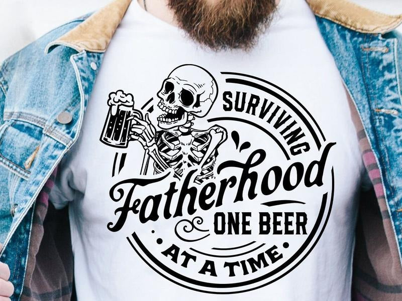 Surviving Fatherhood One Beer at a Time Shirt for Men Funny Dad Gift Father's Day Unisex 100% Cotton Hoodie, Sweatshirt