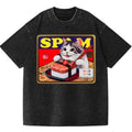 Sushi Cat Vintage Wash Japanese Design T-Shirt, Funny Anime Graphic Tee Shortsleeve Comfort Top Hoodie, Sweatshirt