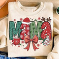 Christmas Mama With Bow And Tree Cotton T-shirt/Sweatshirt for Women - Unisex Style