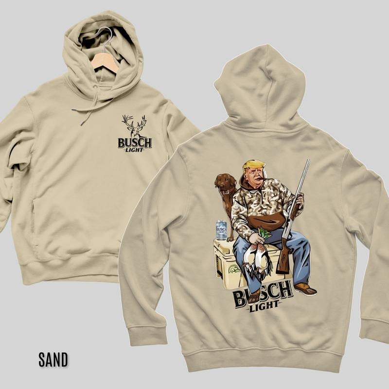 Hunter Trump With Busch Light Beer 2 Siders Hoodies/Shirt/Sweatshirt, Retro Crewneck, Cotton | CiraTrend.com