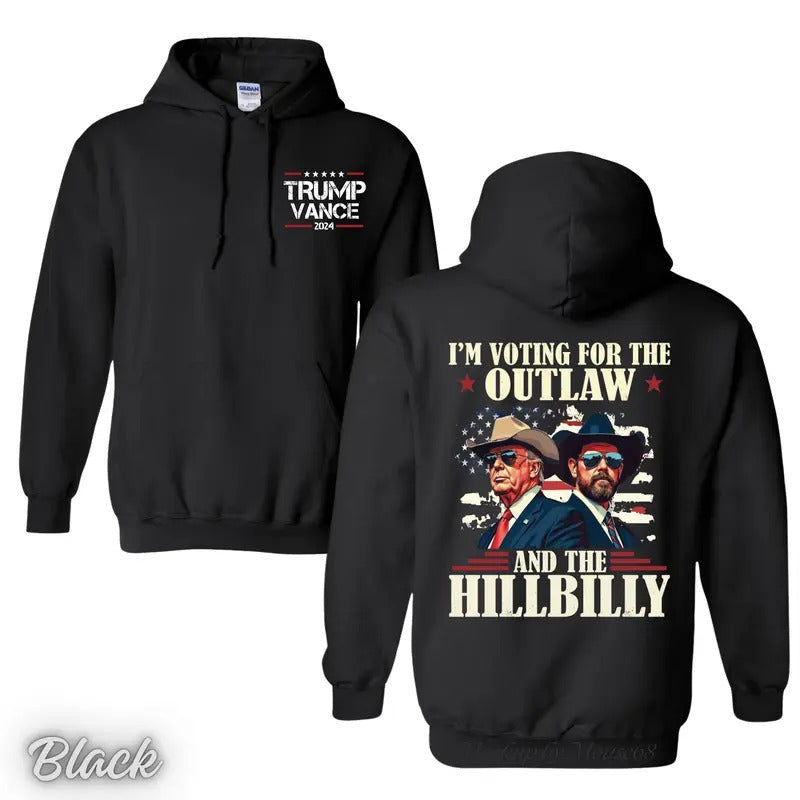 Trump I'm Voting For The Outlaw and The Dark MAGA 2024 American Flag Trump And Elon Musk Shirt/Hoodie/Sweatshirt, Retro...
