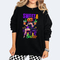 Sweet & Sinister Black T-Shirt Women's Crew Neck Drop Shoulder Graphic Print Casual Vintage Grunge Style Top Made in USA