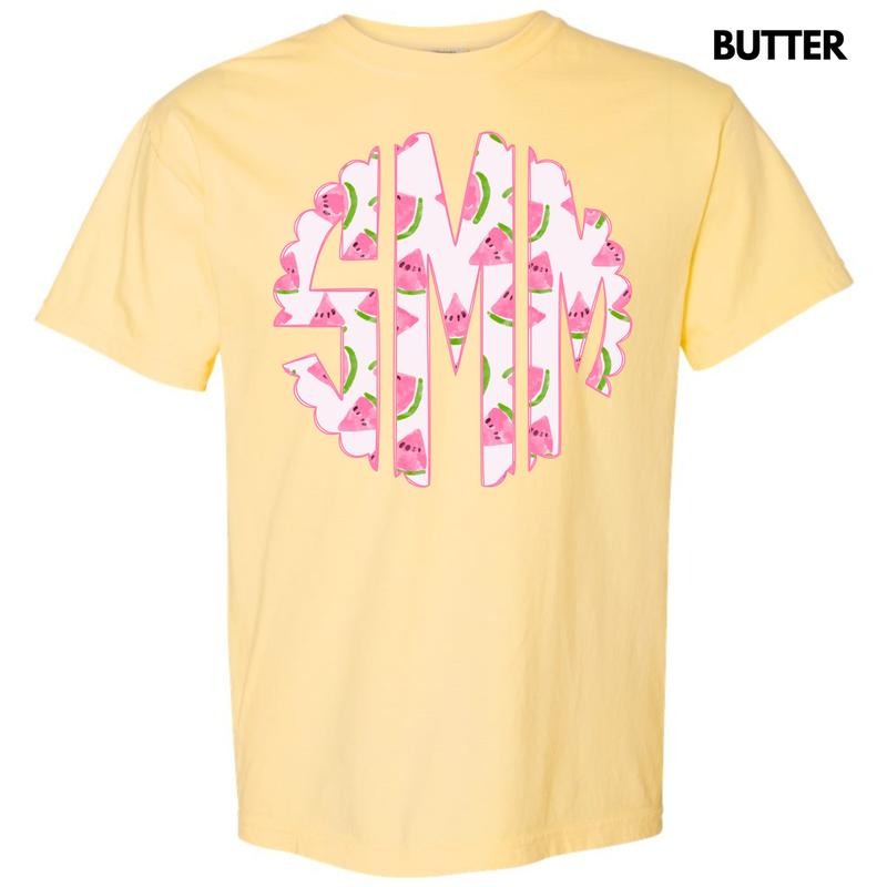 Sweet Watermelon Monogram Comfort Colors T-Shirt 'NLB' Hoodie, Sweatshirt | CiraTrend.com