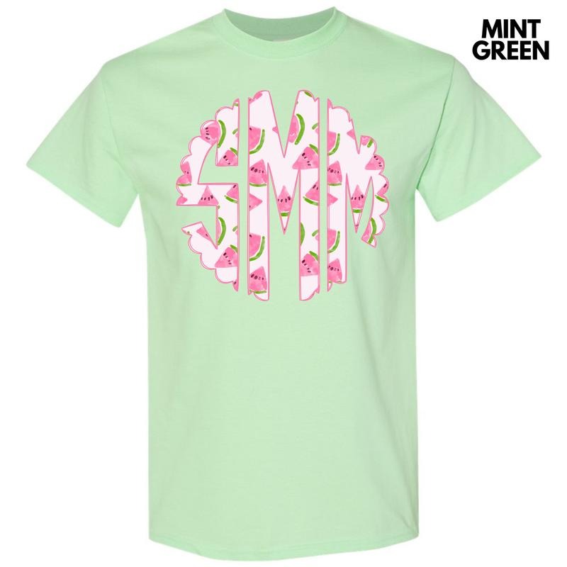 Sweet Watermelon Monogram Gildan Short Sleeve T-Shirt 'NLB' Hoodie, Sweatshirt | CiraTrend.com