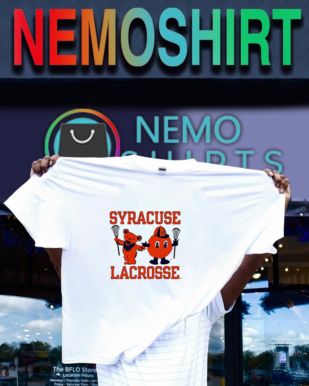 Syracuse Lacrosse Grateful Dead dancing bear and Otto the Orange mascot shirt