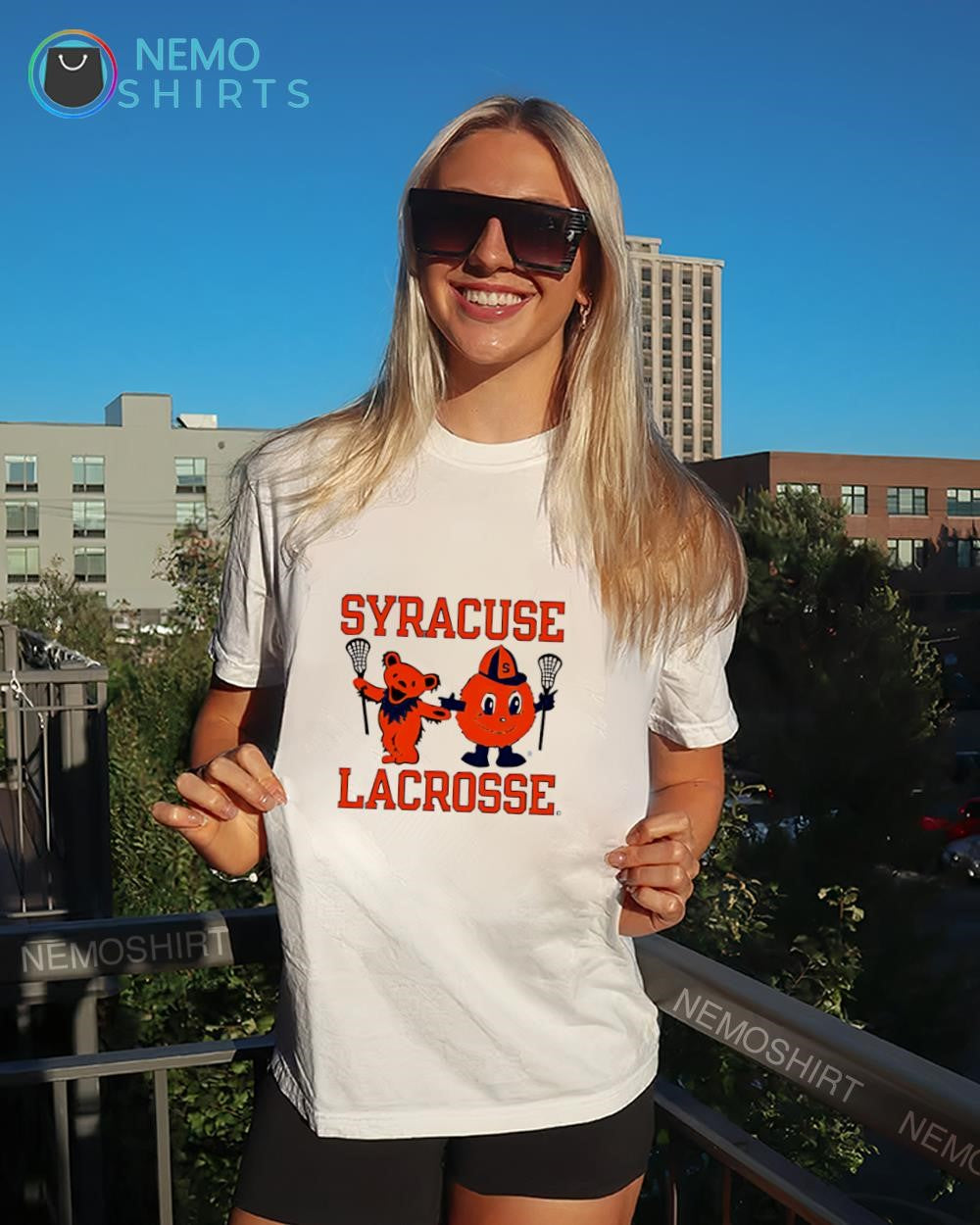 Syracuse Lacrosse Grateful Dead dancing bear and Otto the Orange mascot shirt