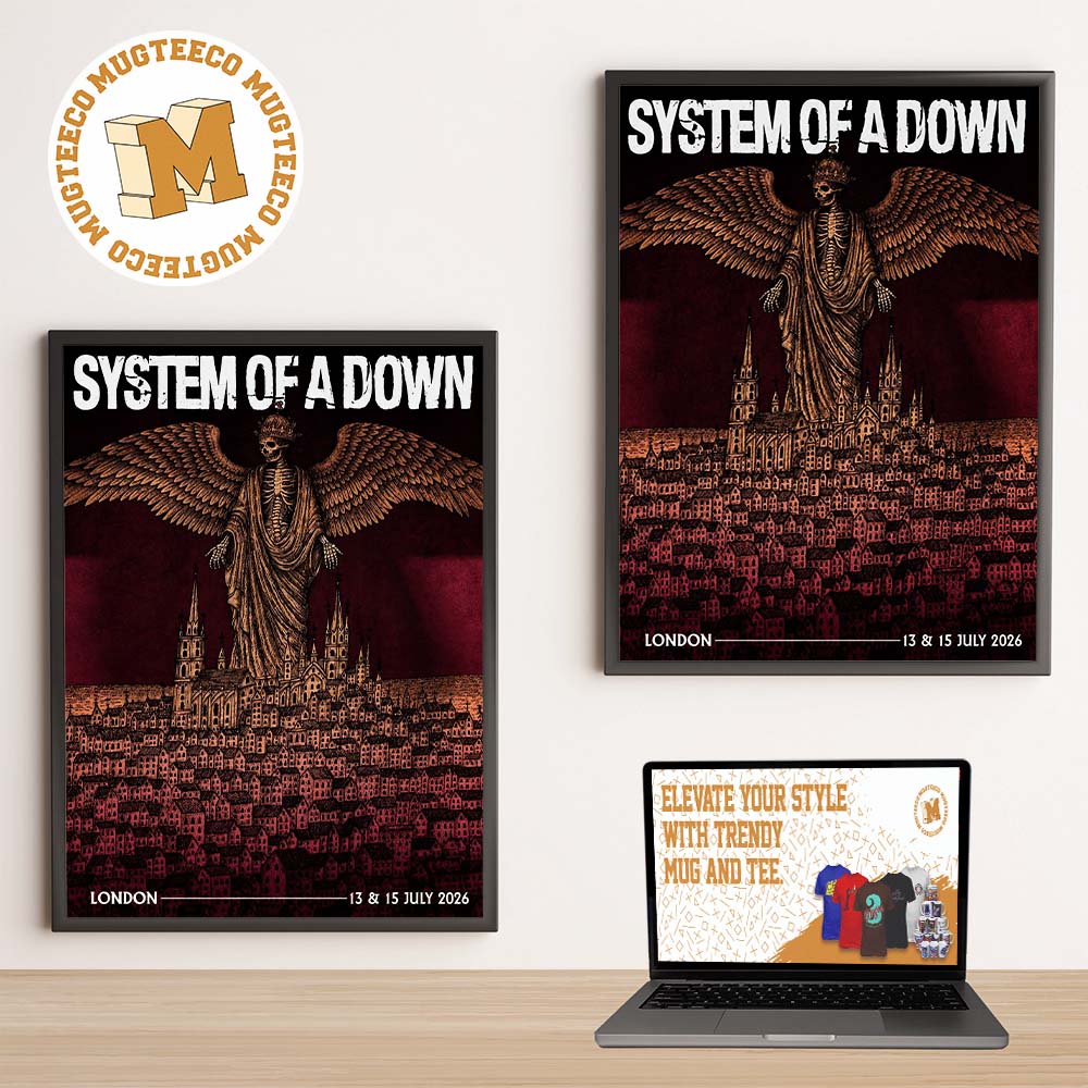 System Of A Down London Event Poster At Tottenham Hotspur Stadium On July 13 and 15 2026 Home Decor Poster Canvas