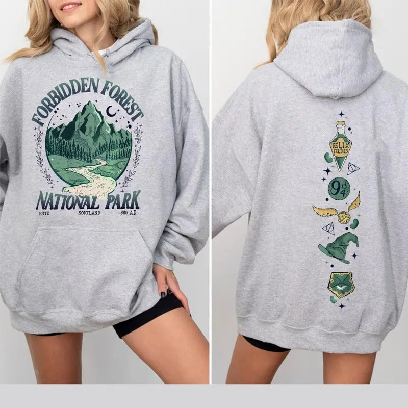 National Park Wizard 2 Sides Hoodie/Sweatshirt/T-Shirt, For Men and Women - Unisex Style, 100% Cotton, Pullover unisex hoodie