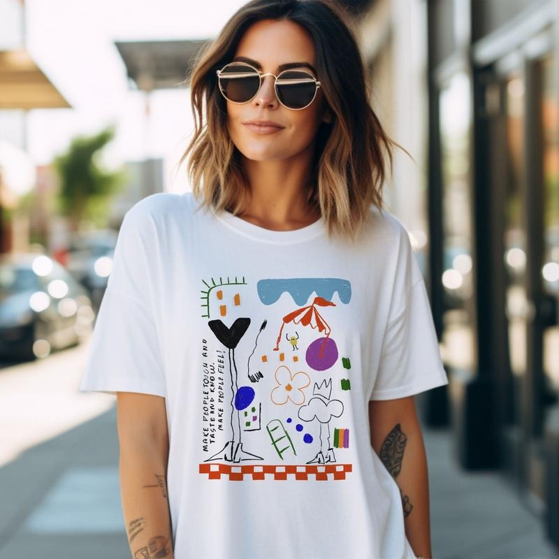 T-shirt Contemporary Design Modern Art Teeshirt Gift For Creatives Tee Shirt Stylish Abstract Design Cotton Tee Artistic...