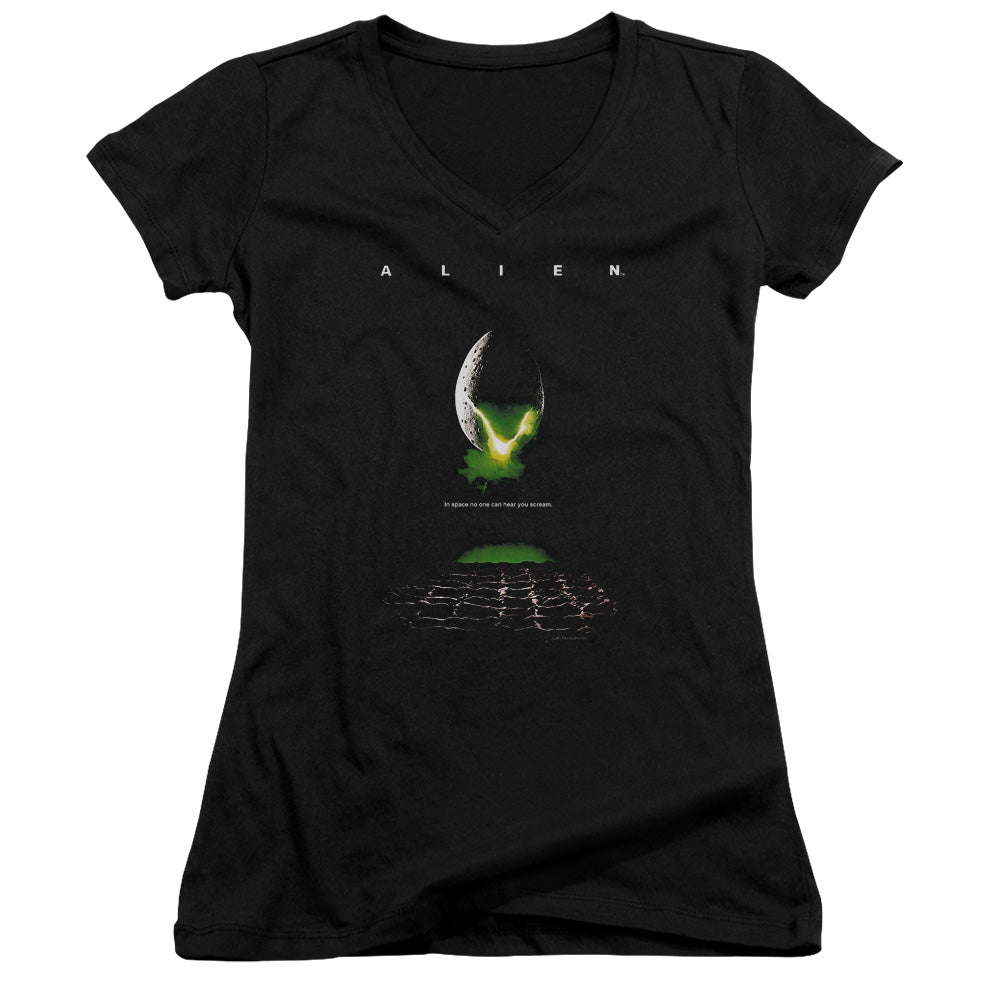 Alien Poster Junior Sheer Cap Sleeve V-Neck Womens T Shirt Black Hoodie, Sweatshirt | CiraTrend.com
