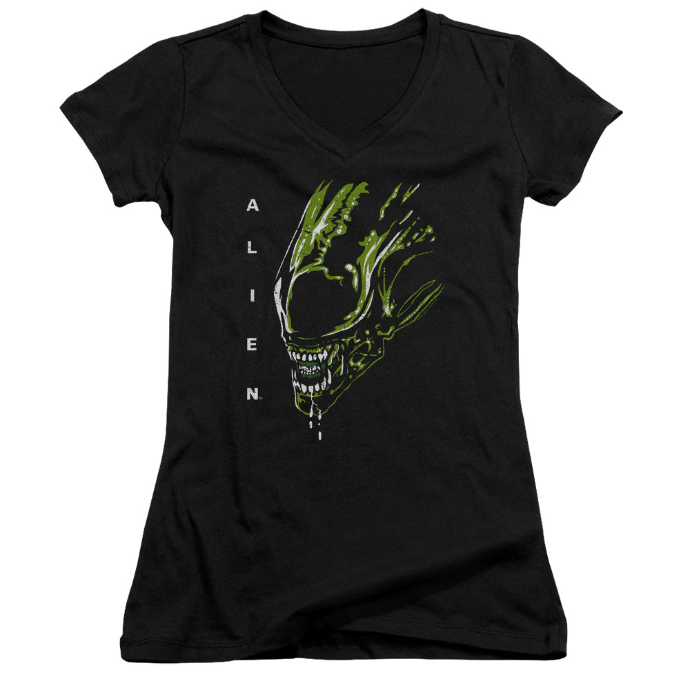Alien Acid Drool Junior Sheer Cap Sleeve V-Neck Womens T Shirt Black Hoodie, Sweatshirt | CiraTrend.com