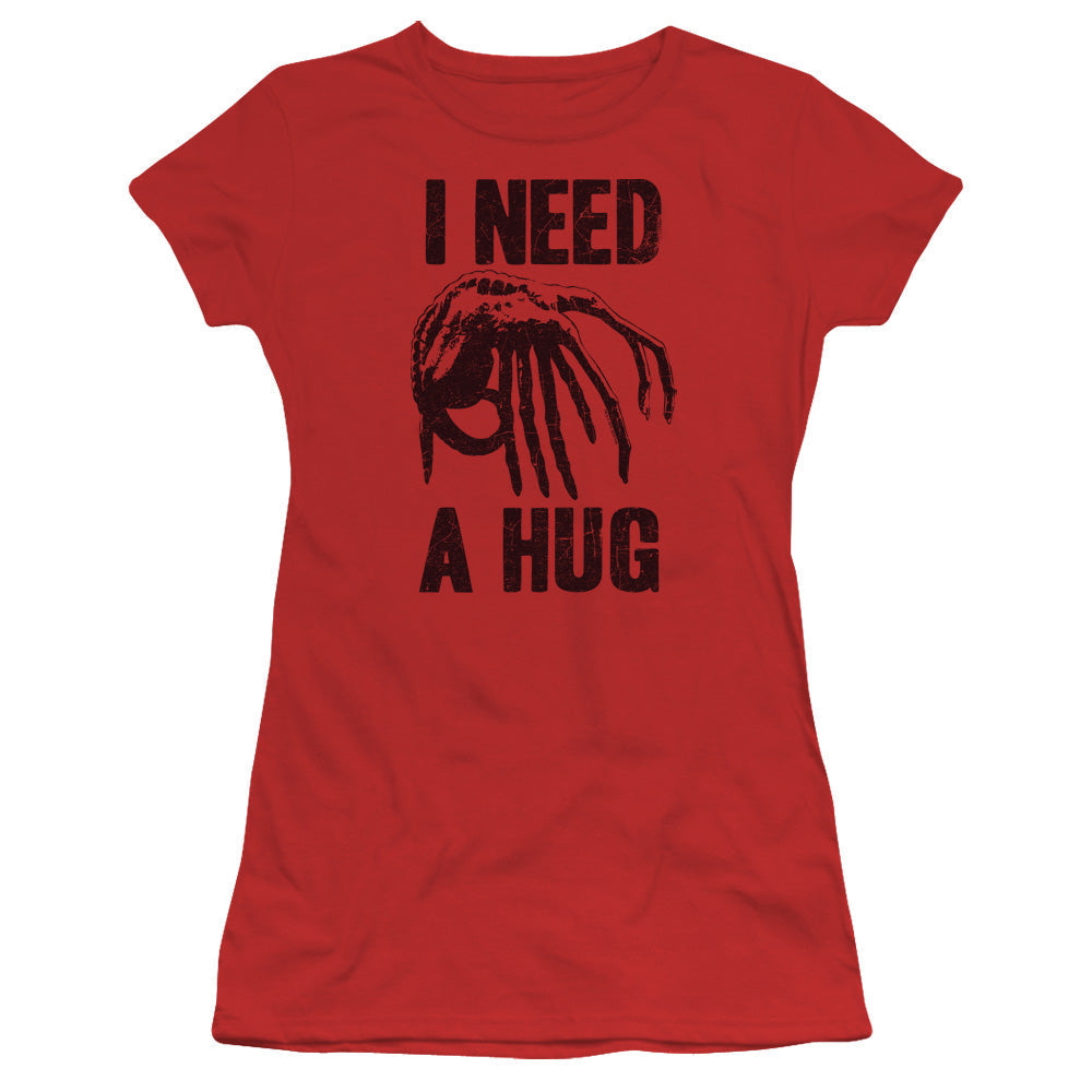 Alien Need A Hug Junior Sheer Cap Sleeve Womens T Shirt Red Hoodie, Sweatshirt | CiraTrend.com