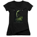 Alien Lurk Junior Sheer Cap Sleeve V-Neck Womens T Shirt Black Hoodie, Sweatshirt | CiraTrend.com