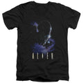 Alien In Space Mens Slim Fit V-Neck T Shirt Black Hoodie, Sweatshirt | CiraTrend.com