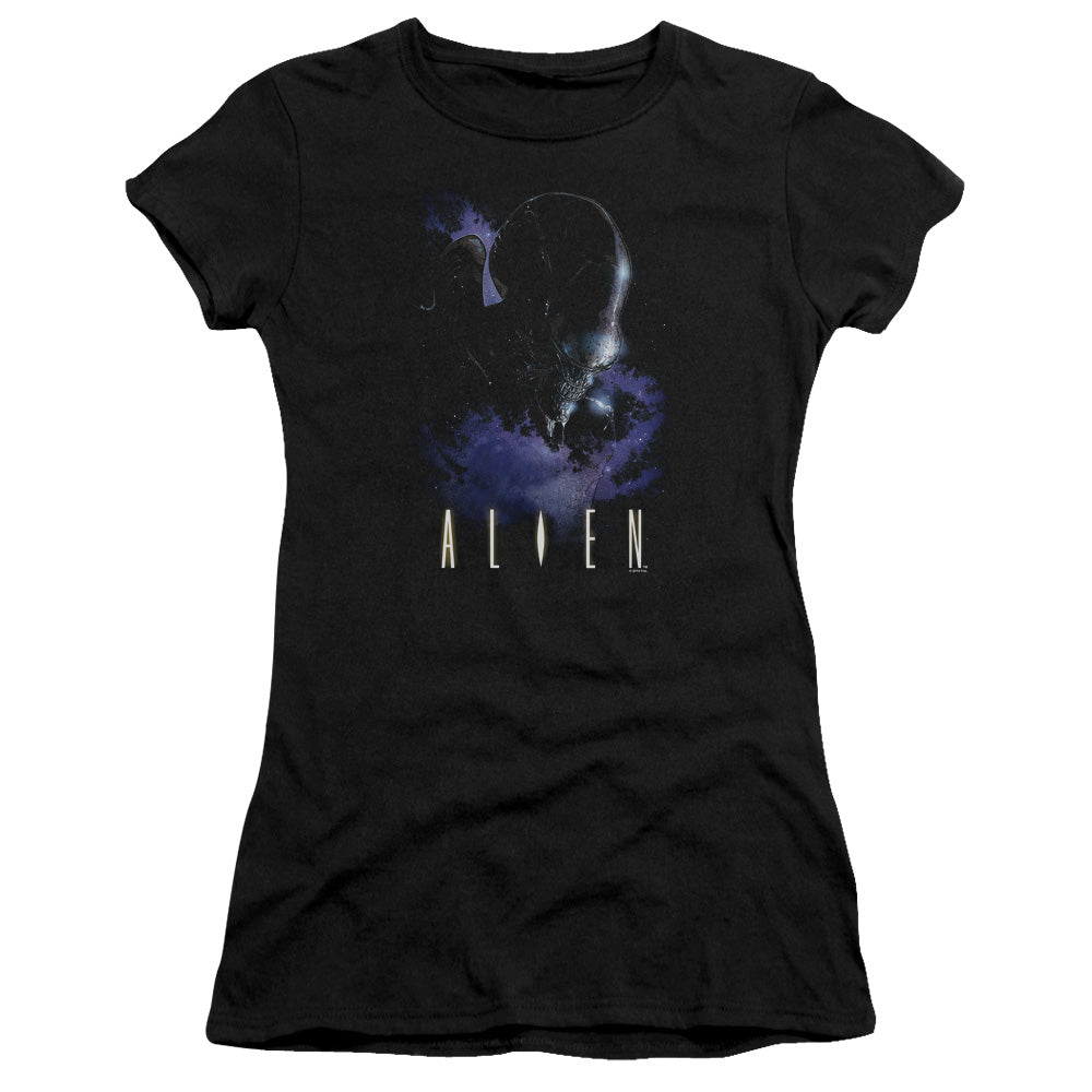 Alien In Space Junior Sheer Cap Sleeve Womens T Shirt Black Hoodie, Sweatshirt | CiraTrend.com