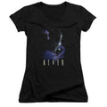 Alien In Space Junior Sheer Cap Sleeve V-Neck Womens T Shirt Black Hoodie, Sweatshirt | CiraTrend.com