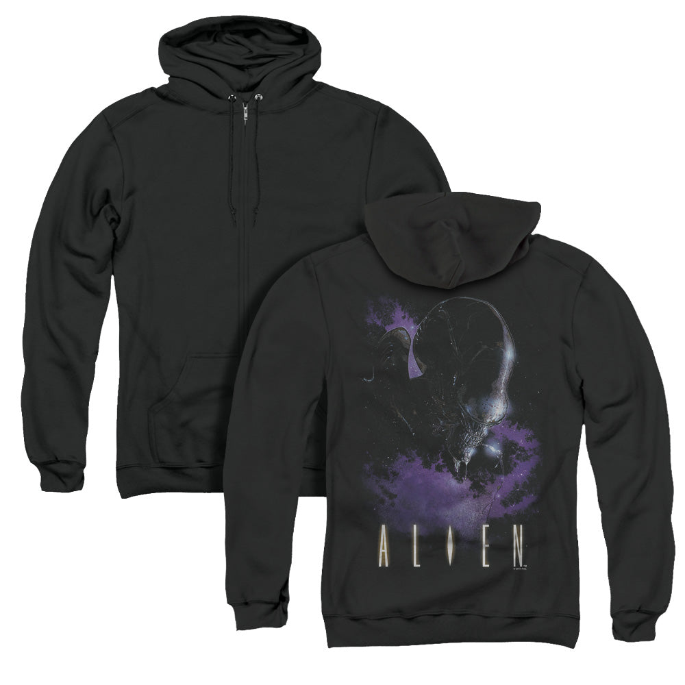 Alien In Space Back Print Zipper Mens Hoodie Black T-Shirts, Sweatshirt | CiraTrend.com