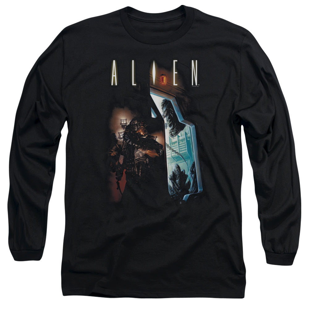 Alien Around The Corner Mens Long Sleeve Shirt Black Hoodie, Sweatshirt | CiraTrend.com