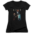 Alien Around The Corner Junior Sheer Cap Sleeve V-Neck Womens T Shirt Black Hoodie, Sweatshirt | CiraTrend.com