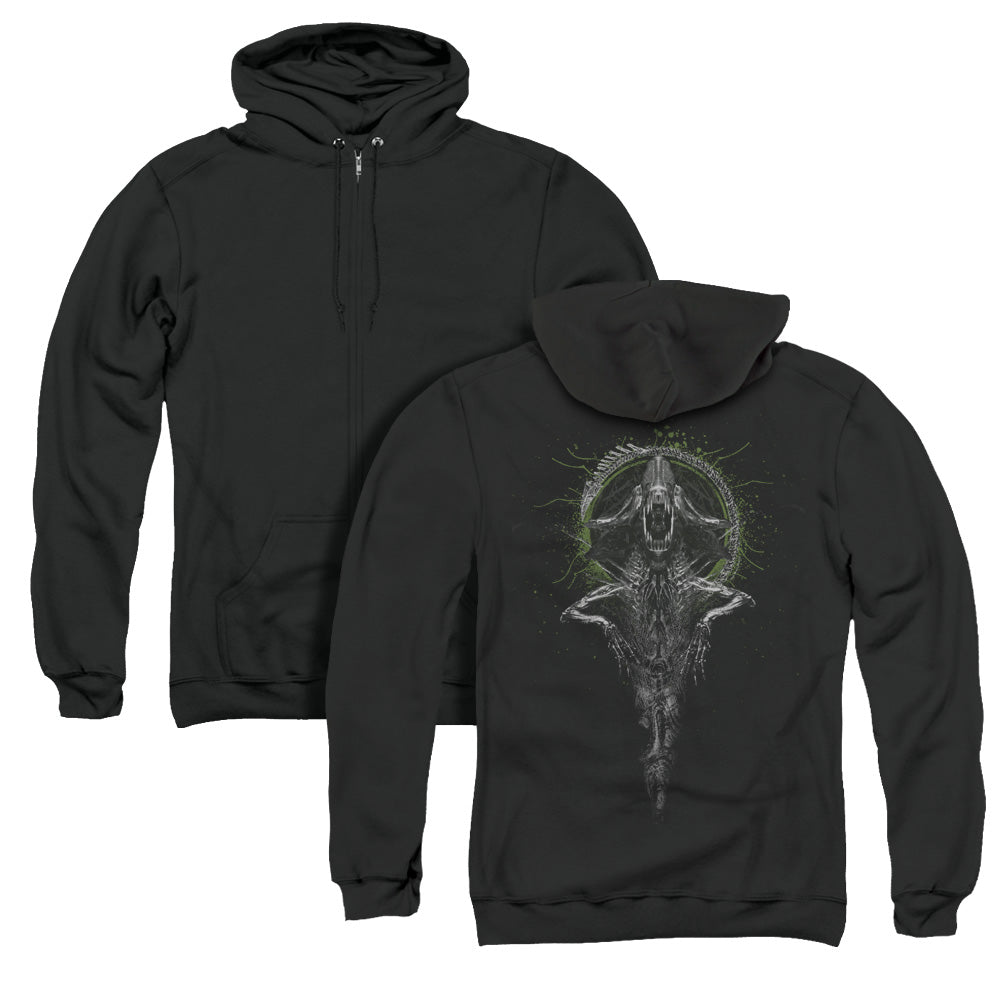 Alien Monarch Back Print Zipper Mens Hoodie Black T-Shirts, Sweatshirt | CiraTrend.com
