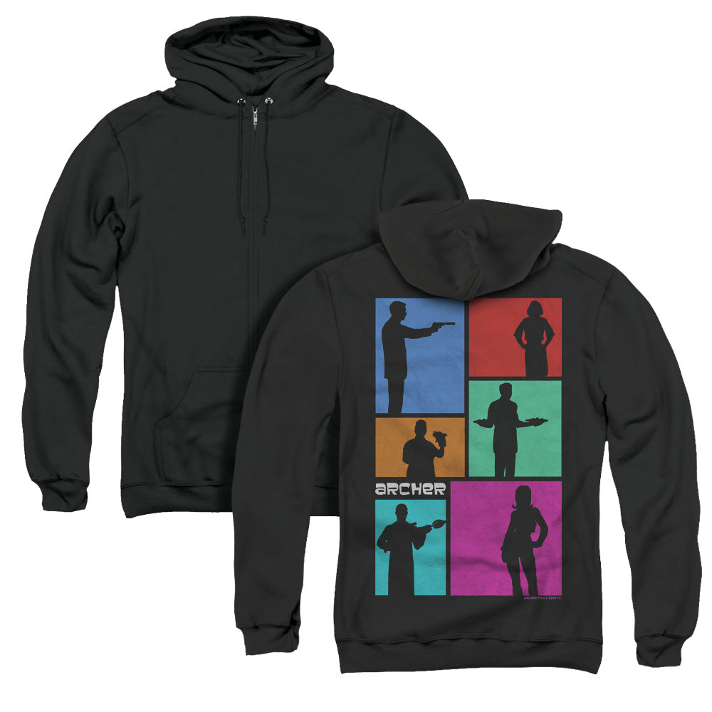 Archer Silhouettes Back Print Zipper Mens Hoodie Black T-Shirts, Sweatshirt | CiraTrend.com