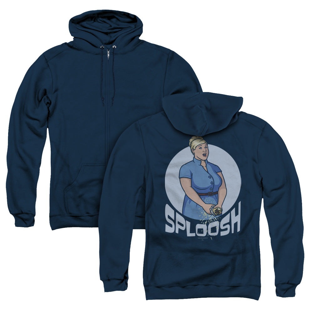 Archer Sploosh Back Print Zipper Mens Hoodie Navy Blue T-Shirts, Sweatshirt | CiraTrend.com