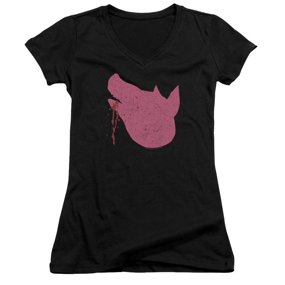 American Horror Story Pig Head Junior Sheer Cap Sleeve V-Neck Womens T Shirt Black Hoodie, Sweatshirt | CiraTrend.com