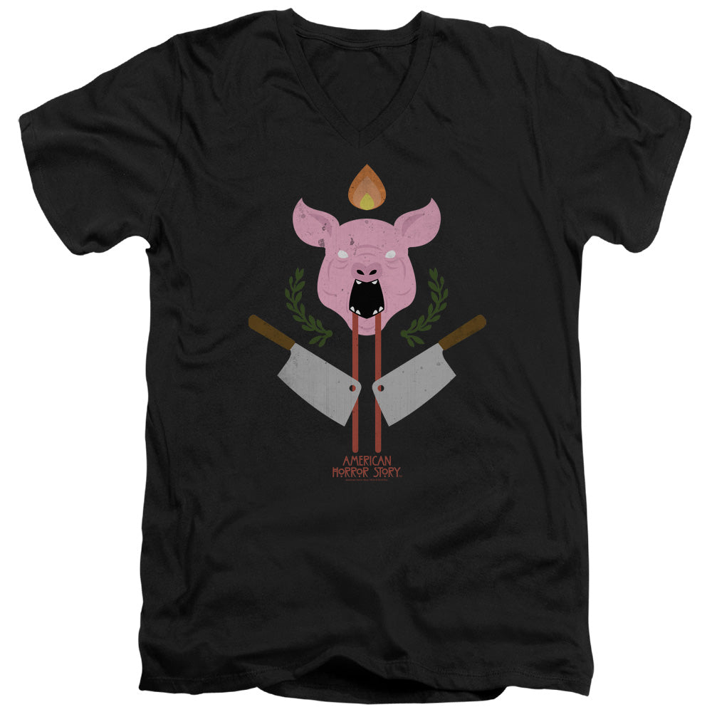 American Horror Story Pig Cleavers Mens Slim Fit V-Neck T Shirt Black Hoodie, Sweatshirt | CiraTrend.com