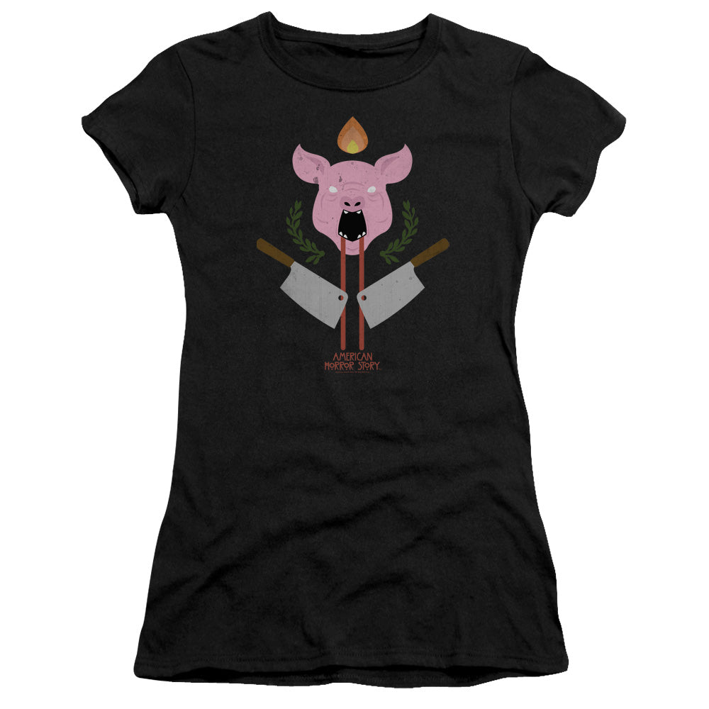 American Horror Story Pig Cleavers Junior Sheer Cap Sleeve Womens T Shirt Black Hoodie, Sweatshirt | CiraTrend.com