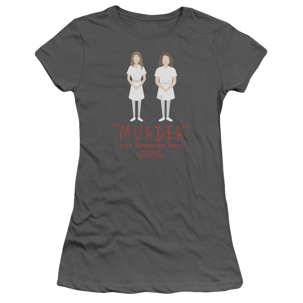 American Horror Story Murder Junior Sheer Cap Sleeve Womens T Shirt Charcoal Hoodie, Sweatshirt | CiraTrend.com