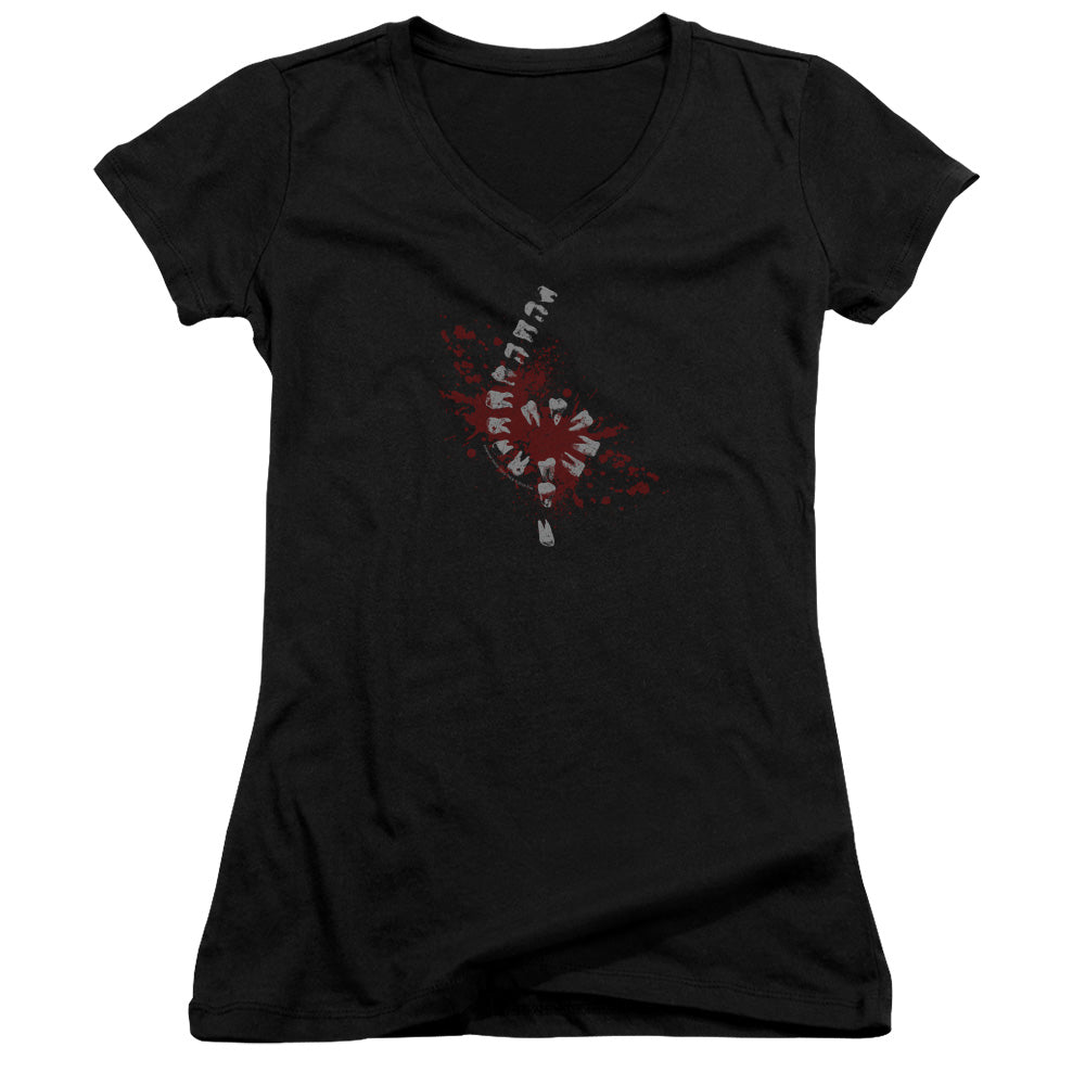 American Horror Story Teeth Junior Sheer Cap Sleeve V-Neck Womens T Shirt Black Hoodie, Sweatshirt | CiraTrend.com