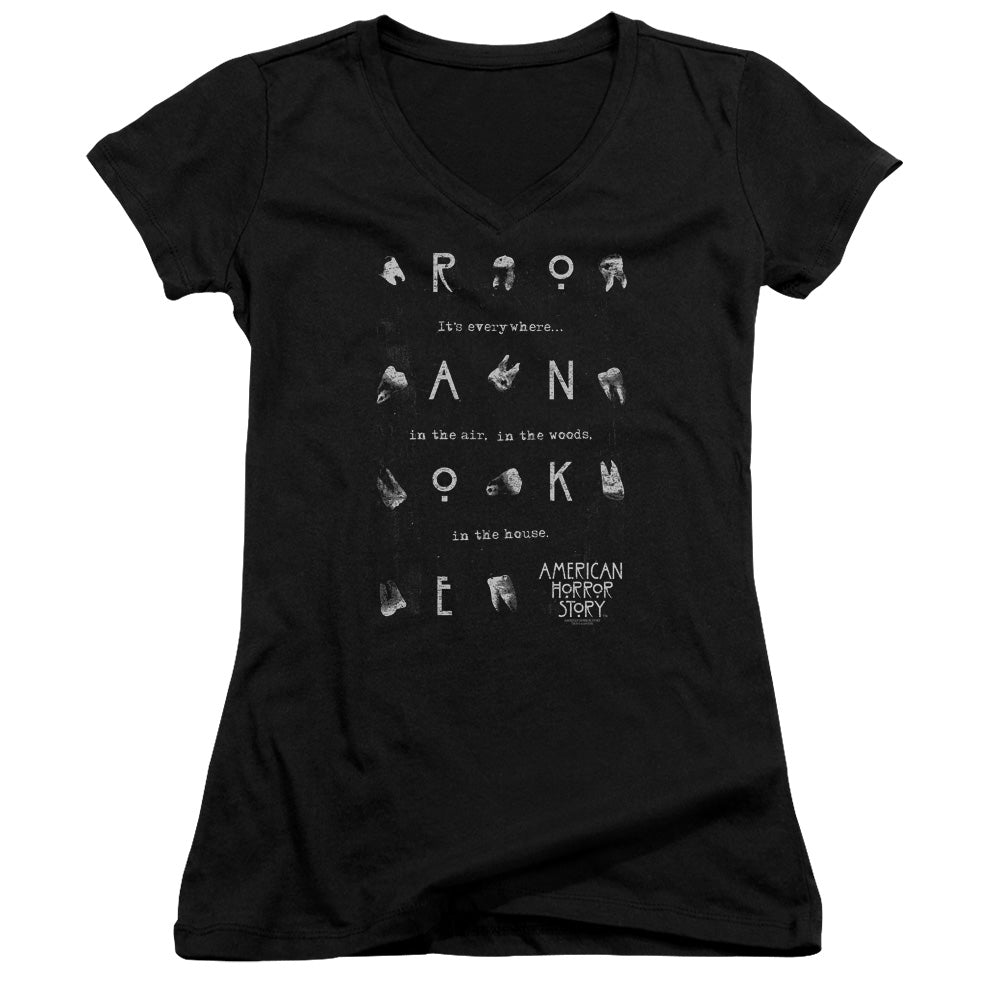 American Horror Story Chatter Box Junior Sheer Cap Sleeve V-Neck Womens T Shirt Black Hoodie, Sweatshirt | CiraTrend.com