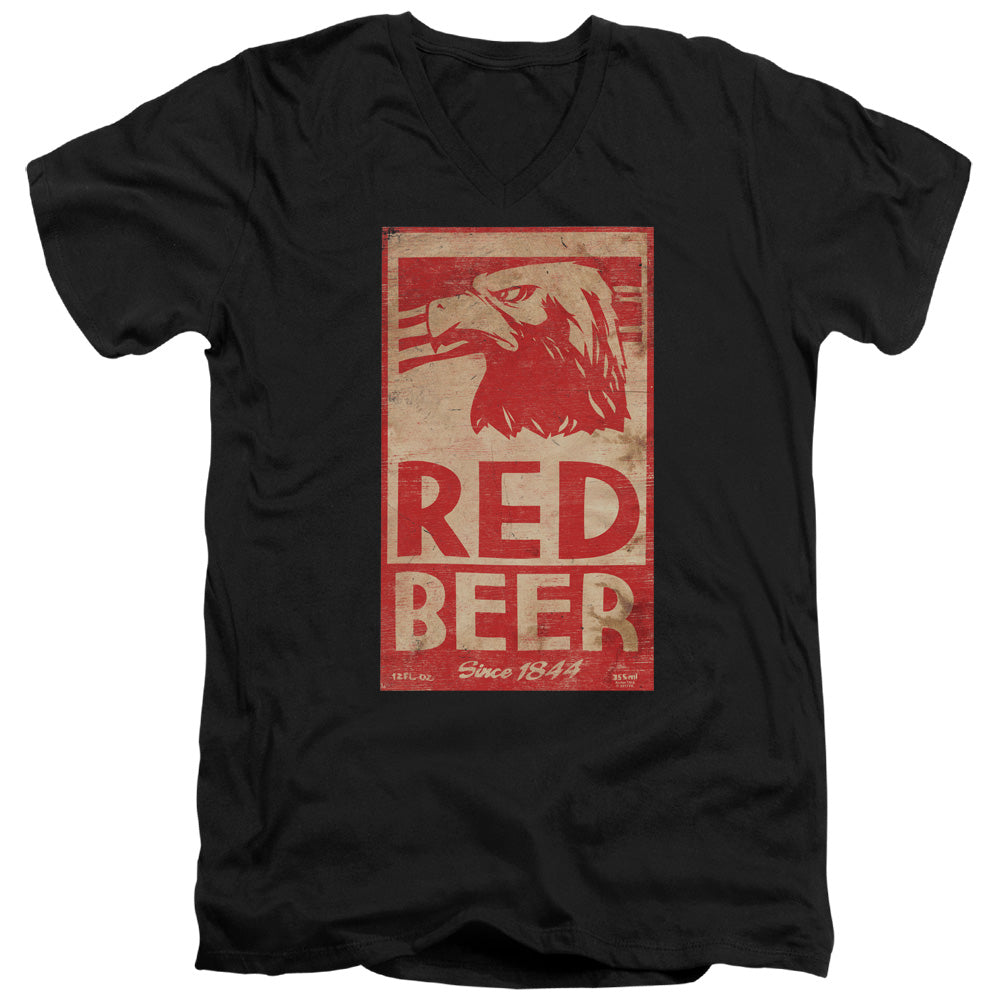 Archer Red Beer Label Mens Slim Fit V-Neck T Shirt Black Hoodie, Sweatshirt | CiraTrend.com