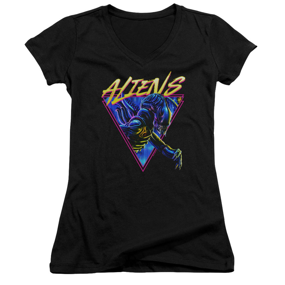 Aliens Neonmorph Junior Sheer Cap Sleeve V-Neck Womens T Shirt Black Hoodie, Sweatshirt | CiraTrend.com