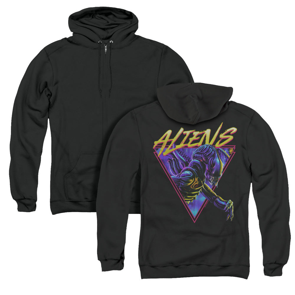 Aliens Neonmorph Back Print Zipper Mens Hoodie Black T-Shirts, Sweatshirt | CiraTrend.com