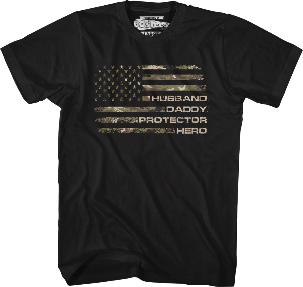 Husband Daddy Protector Hero Flag T-Shirt Hoodie, Sweatshirt | CiraTrend.com (Image 4)