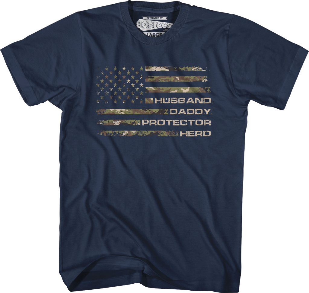 Husband Daddy Protector Hero Flag T-Shirt Hoodie, Sweatshirt | CiraTrend.com (Image 5)