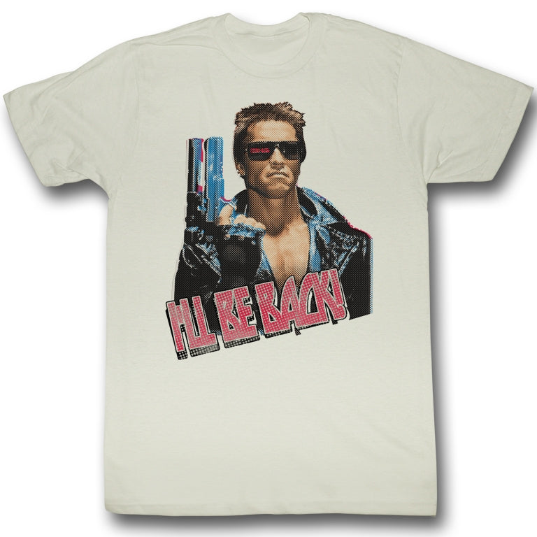 Terminator Mens S/S T-Shirt - I'Ll Be Back - Solid Natural Hoodie, Sweatshirt | CiraTrend.com