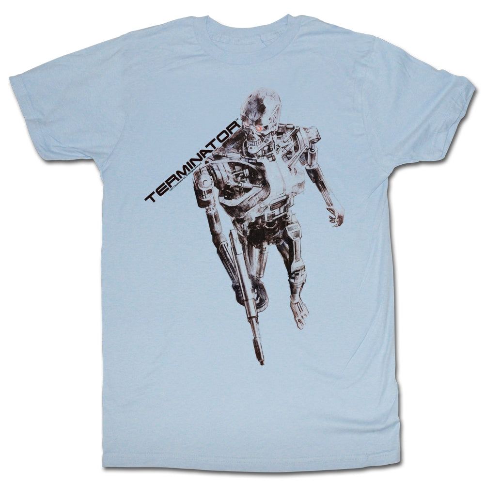 Terminator Mens S/S T-Shirt - Sketchy Terminator - Solid Light Blue Hoodie, Sweatshirt | CiraTrend.com