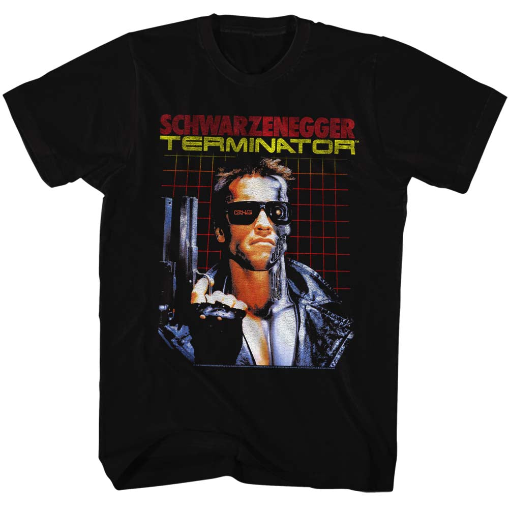 Terminator Mens S/S T-Shirt - Grid - Solid Black Hoodie, Sweatshirt | CiraTrend.com