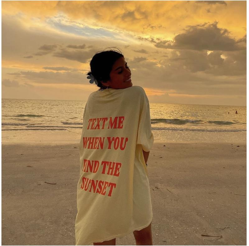 TEXT ME WHEN YOU FIND THE SUNSET SHIRT Cotton Comfort Hoodie, Sweatshirt | CiraTrend.com