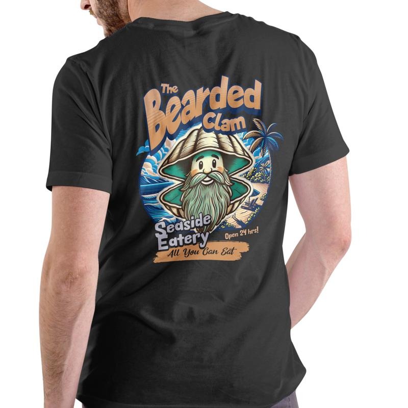 THE BEARDED CLAM SEASIDE EATERY T SHIRT, Unisex, Cotton Casual Menswear Hoodie, Sweatshirt | CiraTrend.com