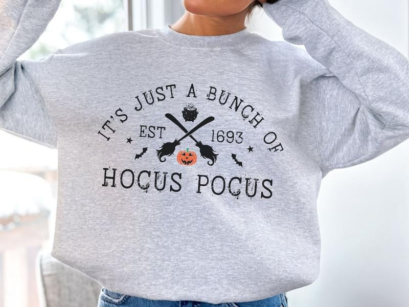 THREE Halloween Sweatshirts in Ash Color: Before Coffee, Colorful Characters, Just a Bunch T-Shirts, Hoodie | CiraTrend.com