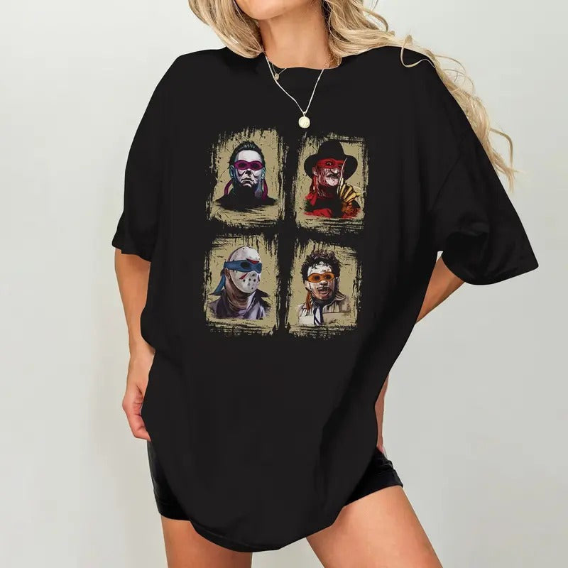 TMNT Lovers   Movie Shirt Teen Mutant Ninja Turtles Michael Myers Jason Voorhees Freddy Krueger Shirt   Halloween Shirt...