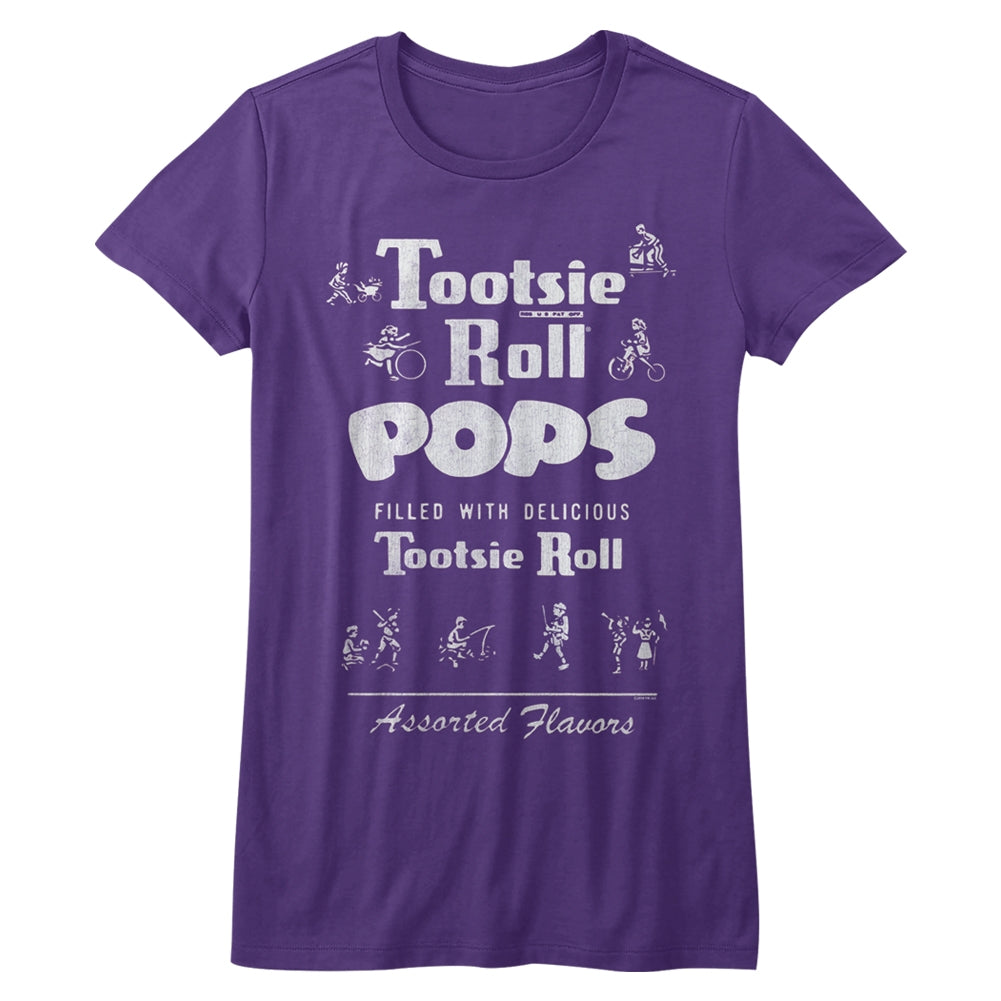 Tootsie Roll Girls Juniors S/S T-Shirt - Vintagetootsie - Solid Purple Hoodie, Sweatshirt | CiraTrend.com