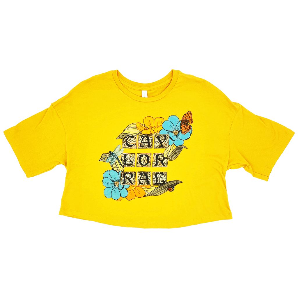 Blocks Mustard Crop Top T-Shirt